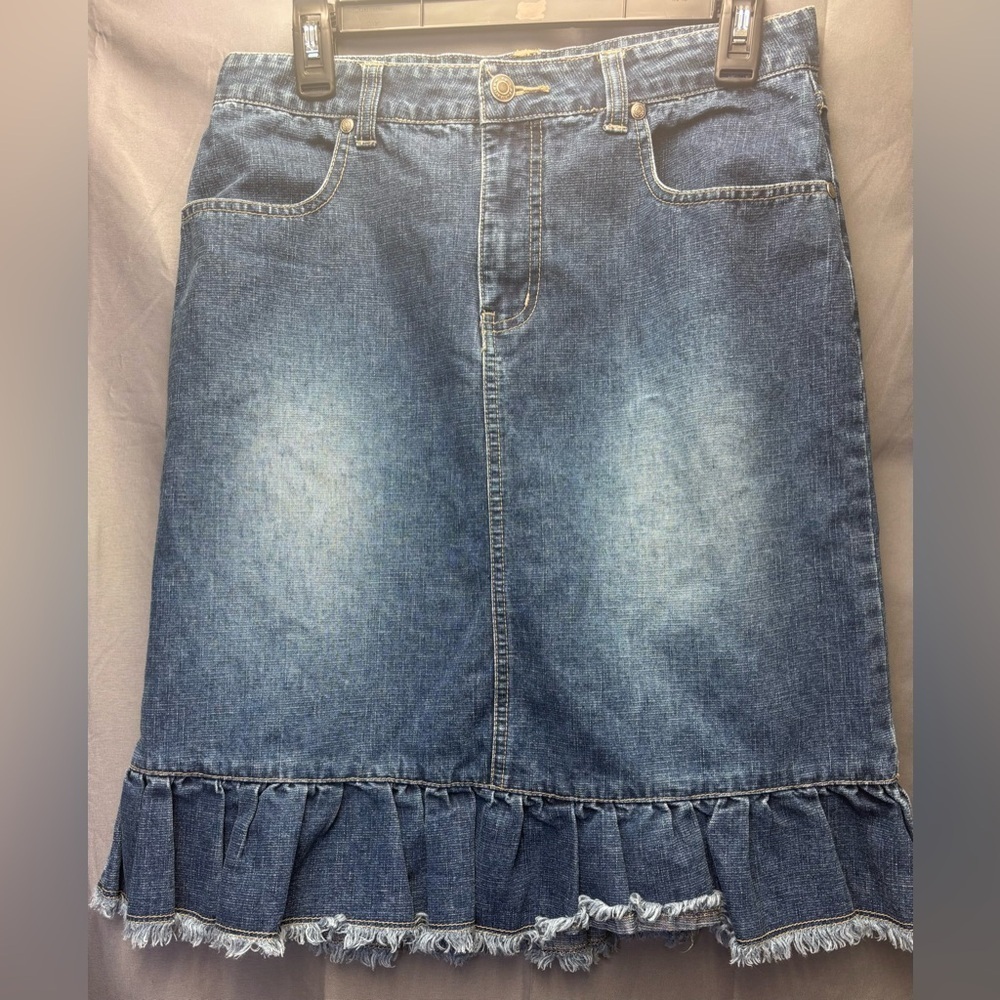 No Boundaries Vintage Denim Ruffle Skirt Juniors Size 9
